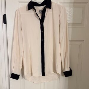 Anne Klein Cream and Black Blouse